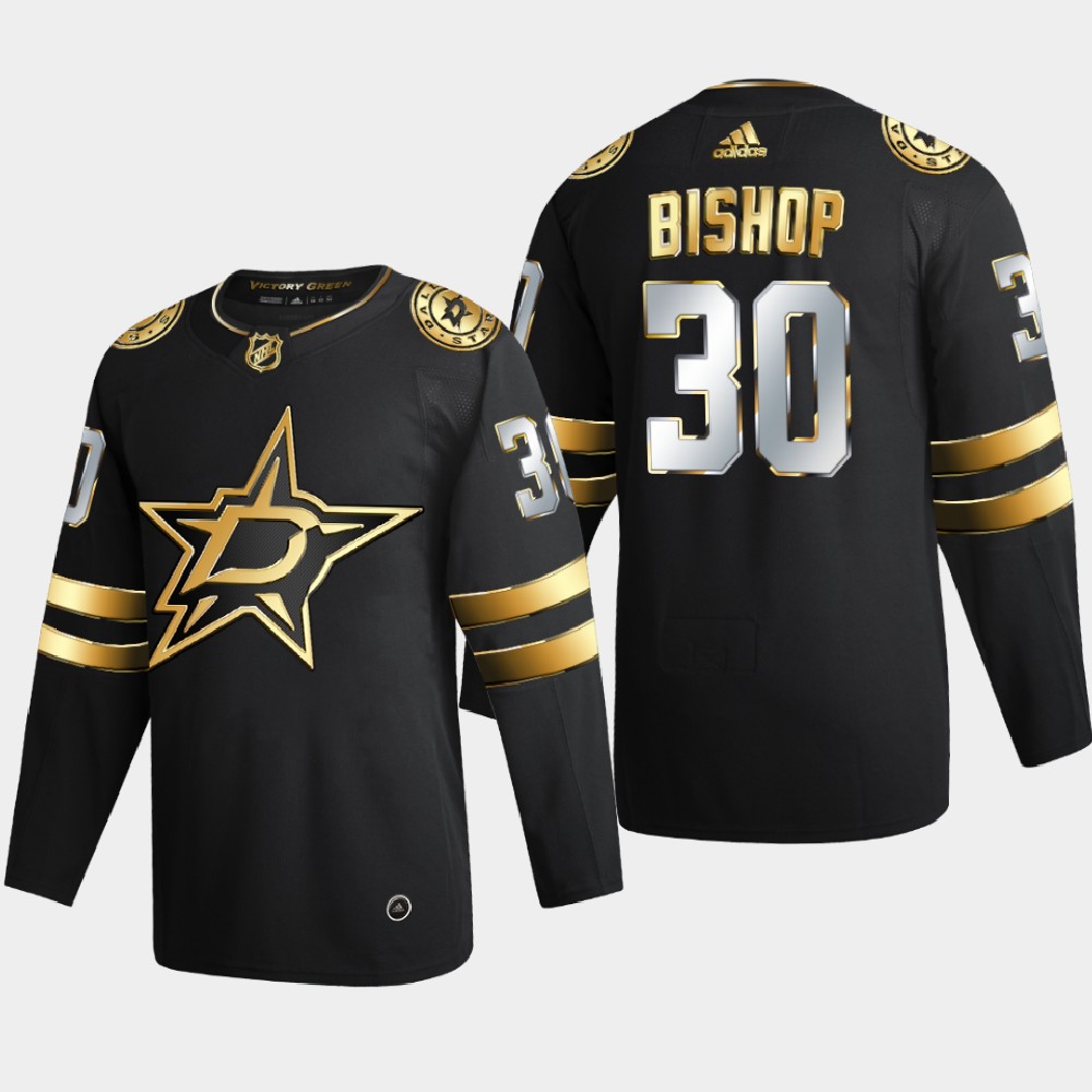 Dallas Stars #30 Ben Bishop Men Adidas Black Golden Edition Limited Stitched NHL Jersey